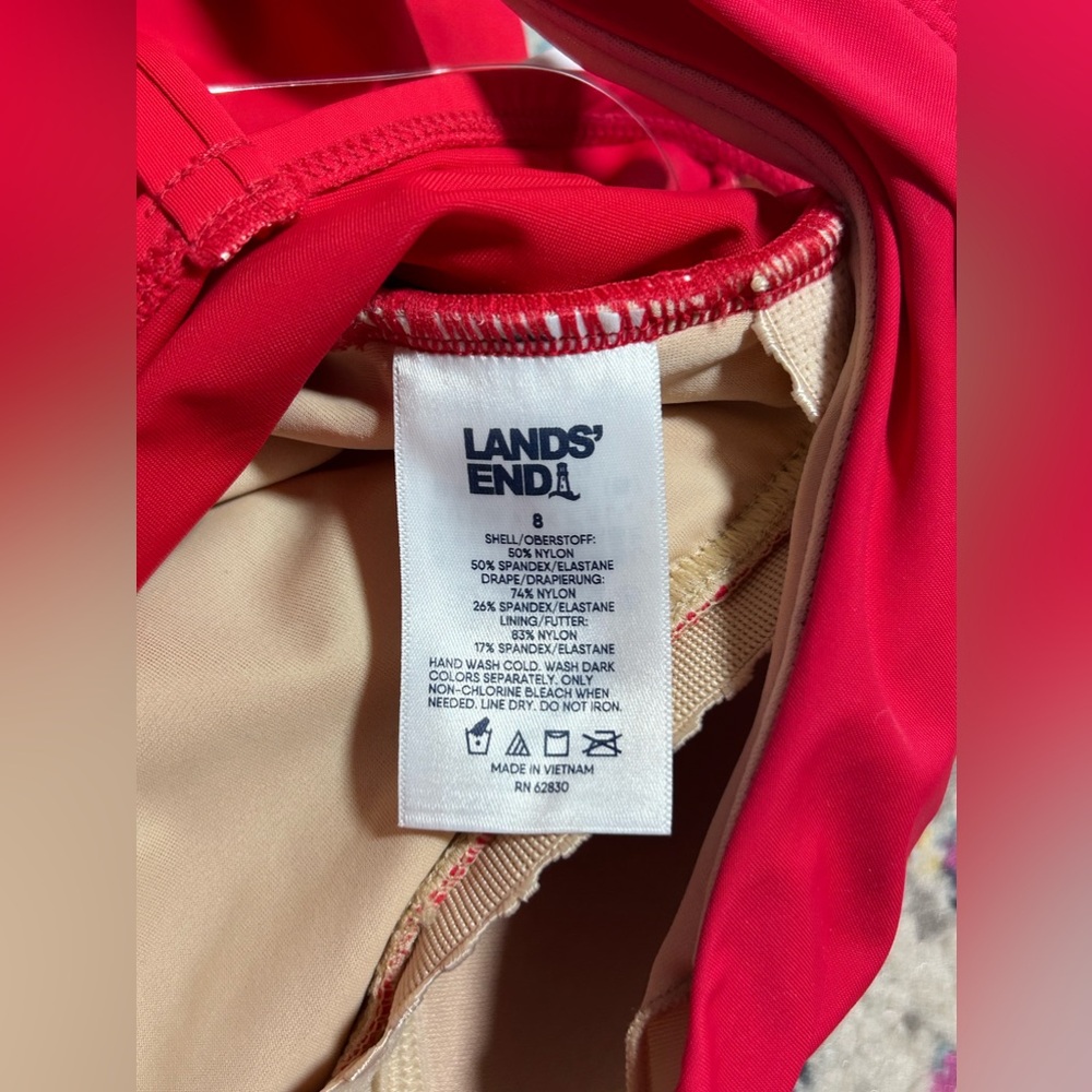 Red V-Neck Women's Swim Dress - Picture 7 of 13
